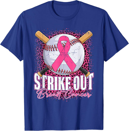 Strike Out Breast Cancer Baseball Ball & Pink Ribbon Women T-Shirt - T-Shirt | Royal