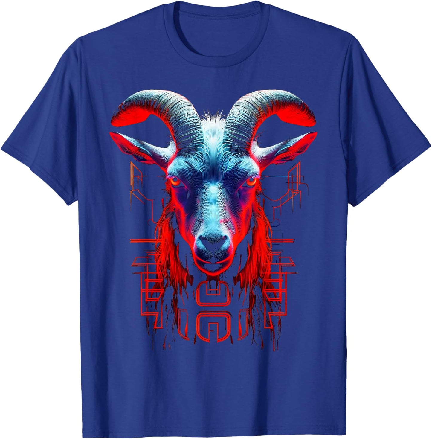 Goat Geometric Text Art Animal Graphic Motif Goat T-Shirt - T-Shirt | Royal