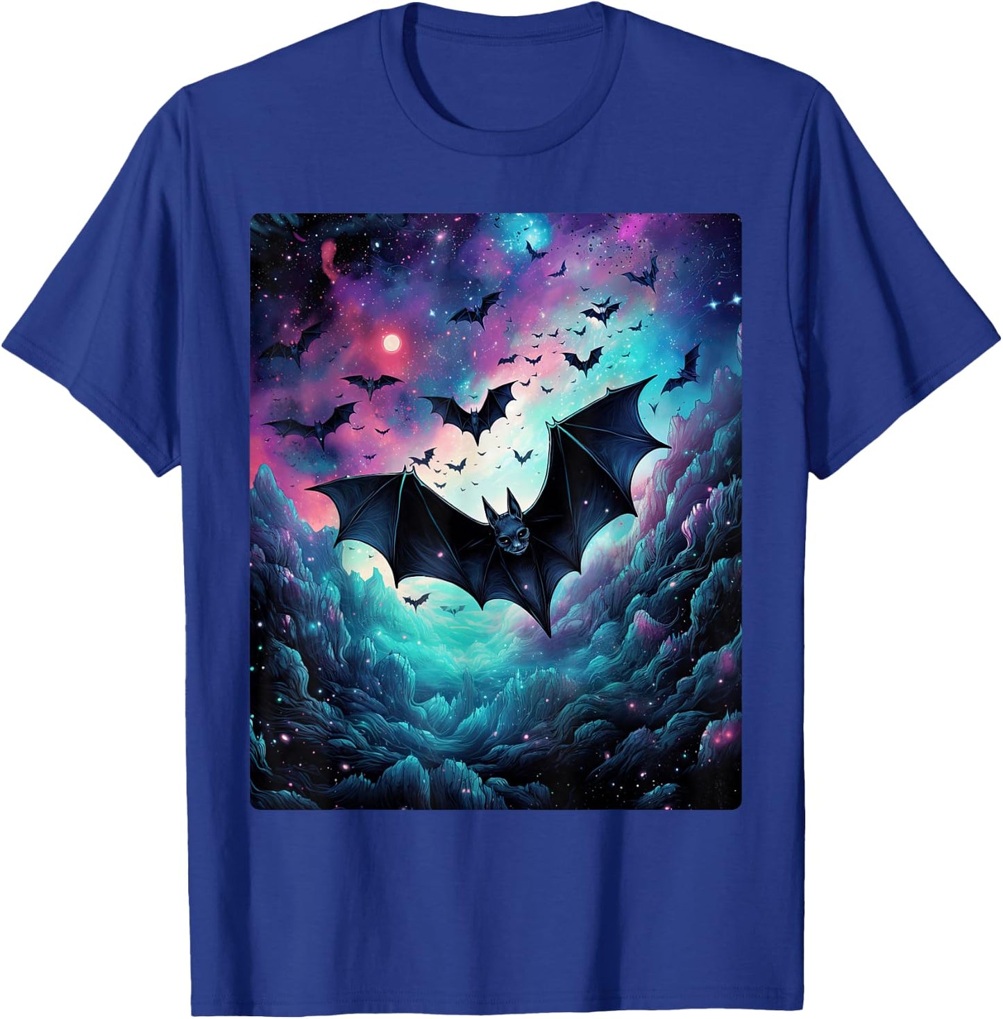 Gothic Bat Spooky Bats Pattern Moon Night T-Shirt - T-Shirt | Royal