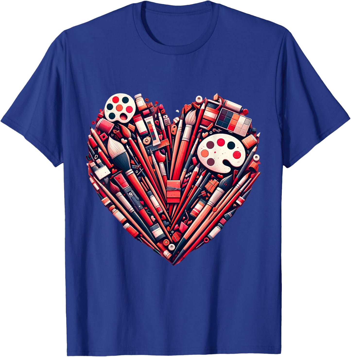 Art Teacher Valentine Heart T-Shirt - T-Shirt | Royal