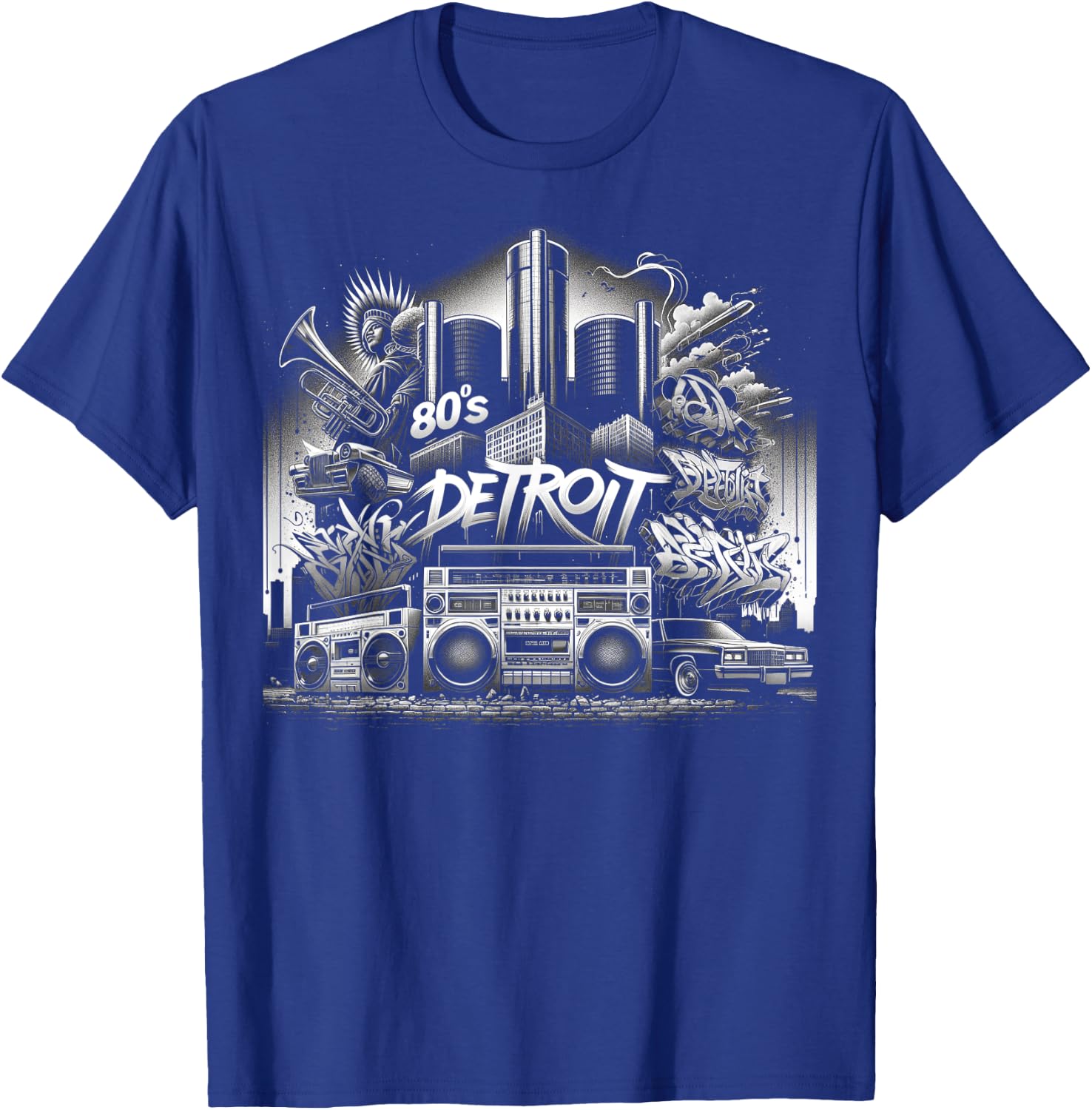 Detroit Hip Hop | Men Women XS - 6XL | Graphic T-Shirt - T-Shirt | Royal