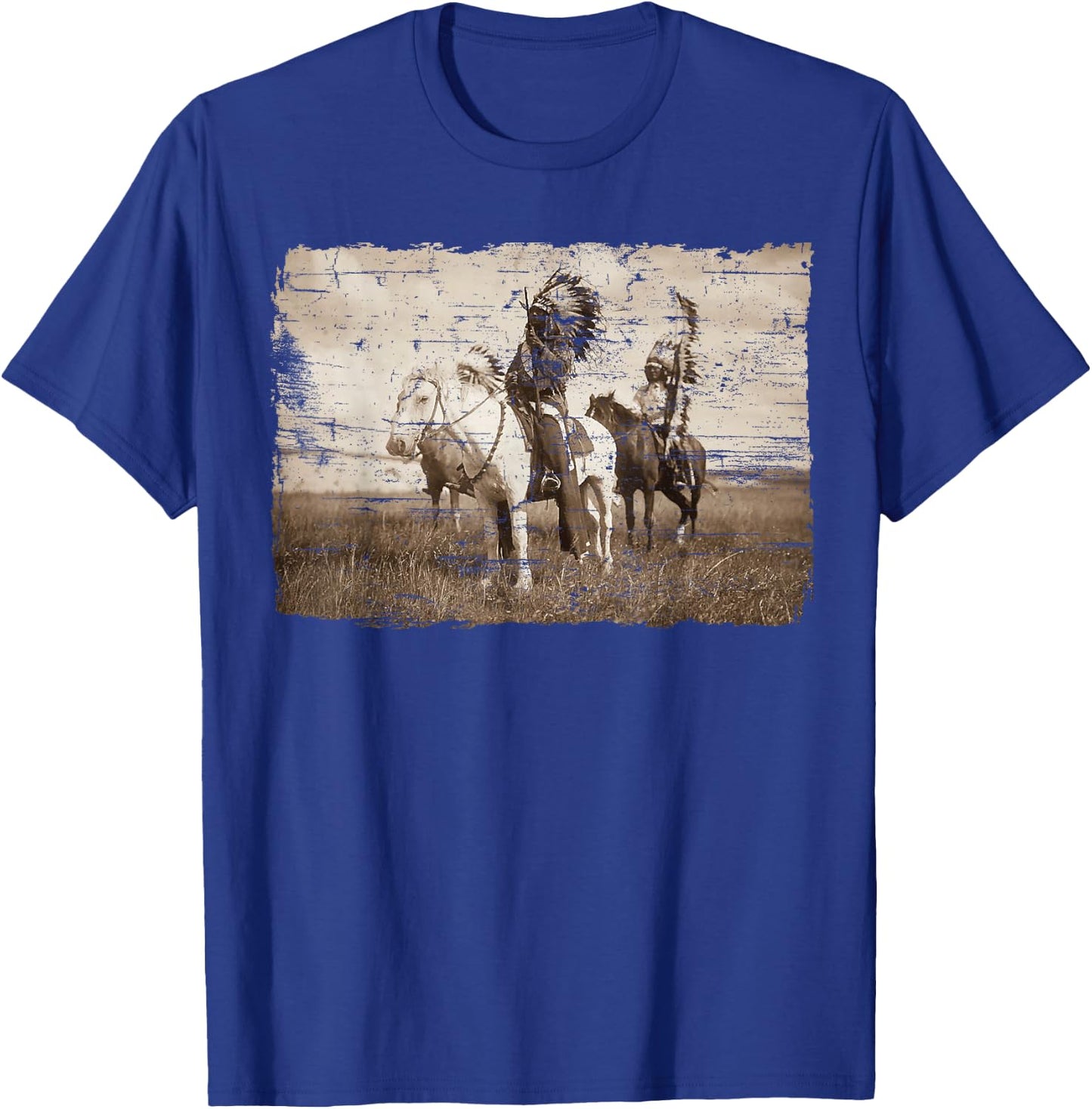 Native American Chief Head Indians Warbonnets Headdress T-Shirt - T-Shirt | Royal