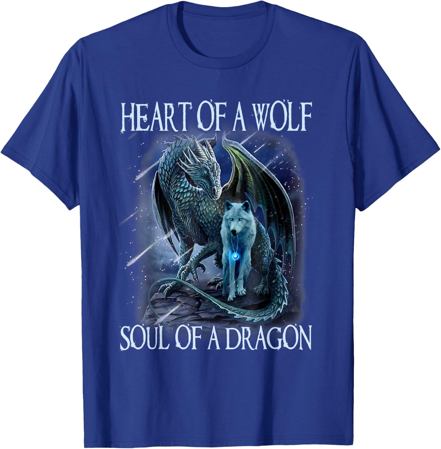 Heart of Wolf Soul of A Dragon - Cool Dragon - Wolf Warrior T-Shirt - T-Shirt | Royal