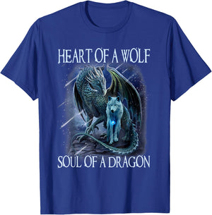 Heart of Wolf Soul of A Dragon - Cool Dragon - Wolf Warrior T-Shirt - T-Shirt | Royal