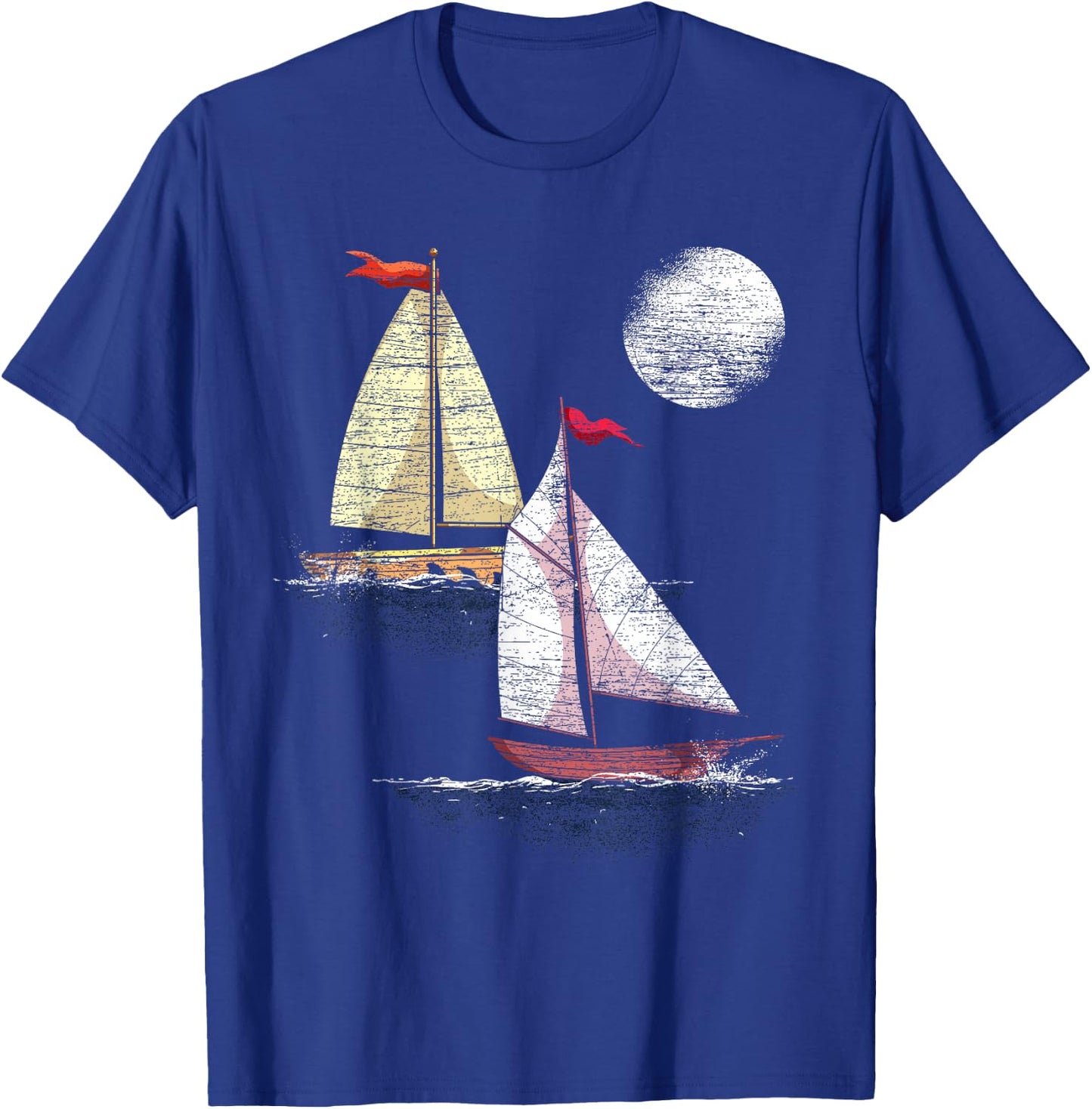 Full Moon Sailing Ship Hobby Sailing Boat Captain Sailing T-Shirt - T-Shirt | Royal