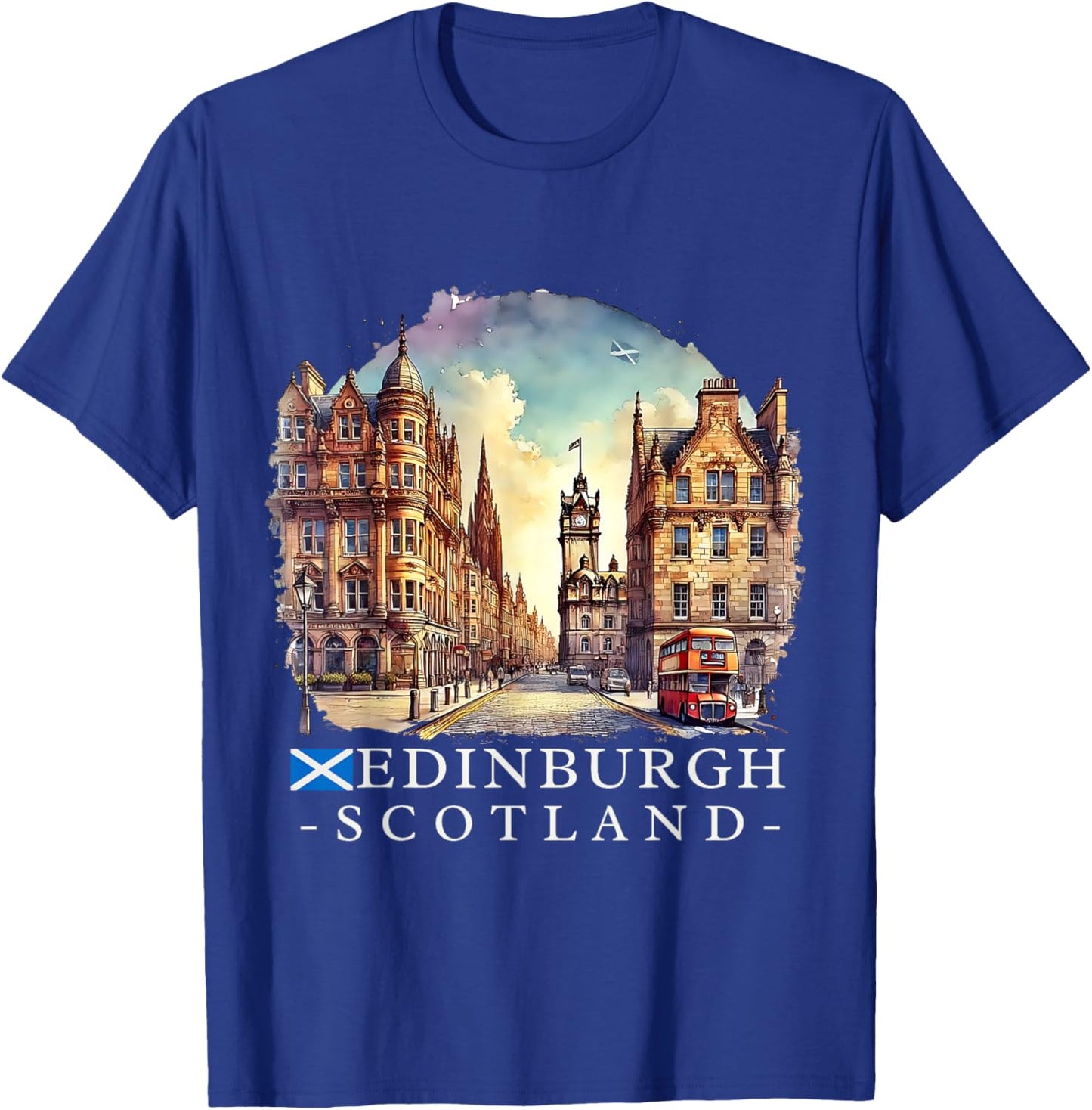 Edinburgh Scotland Scottish Map and Flag Travel Souvenir T-Shirt - T-Shirt | Royal