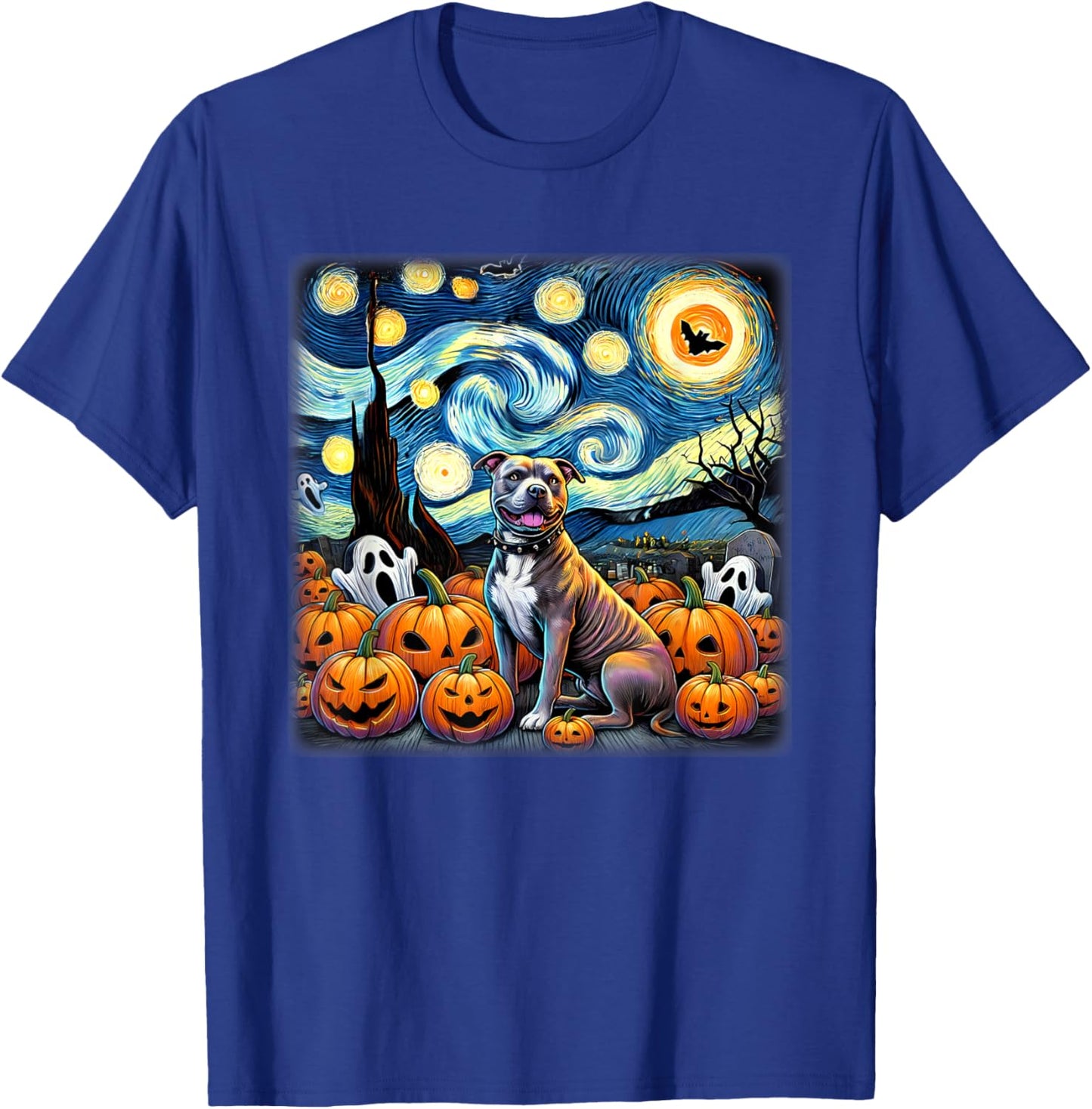 Starry Night Pitbull Halloween T-Shirt - T-Shirt | Royal
