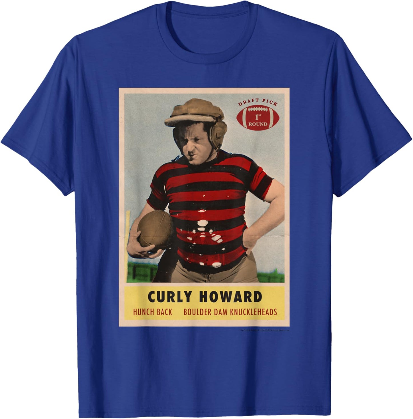Curly - Knuckleheads Football Card T-Shirt - T-Shirt | Royal