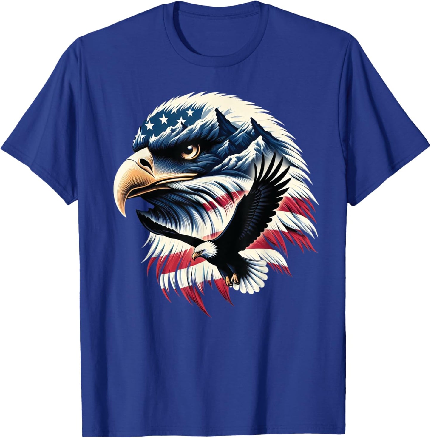 Patriotic Eagle USA Flag 4th Of July Man Woman Art T-Shirt - T-Shirt | Royal