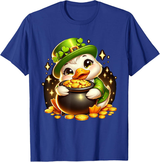 Duck Leprechaun Cute Funny Duck St. Patricks Day T-Shirt - T-Shirt | Royal