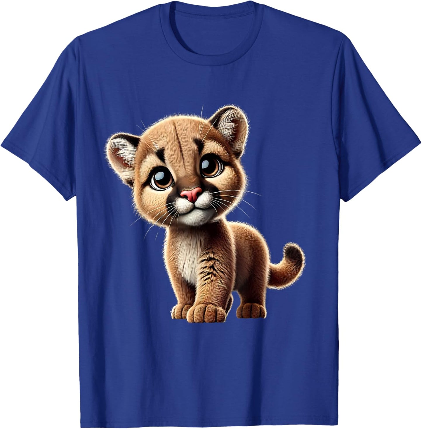 Cute Cougar Cub Adorable Wildlife Art T-Shirt - T-Shirt | Royal