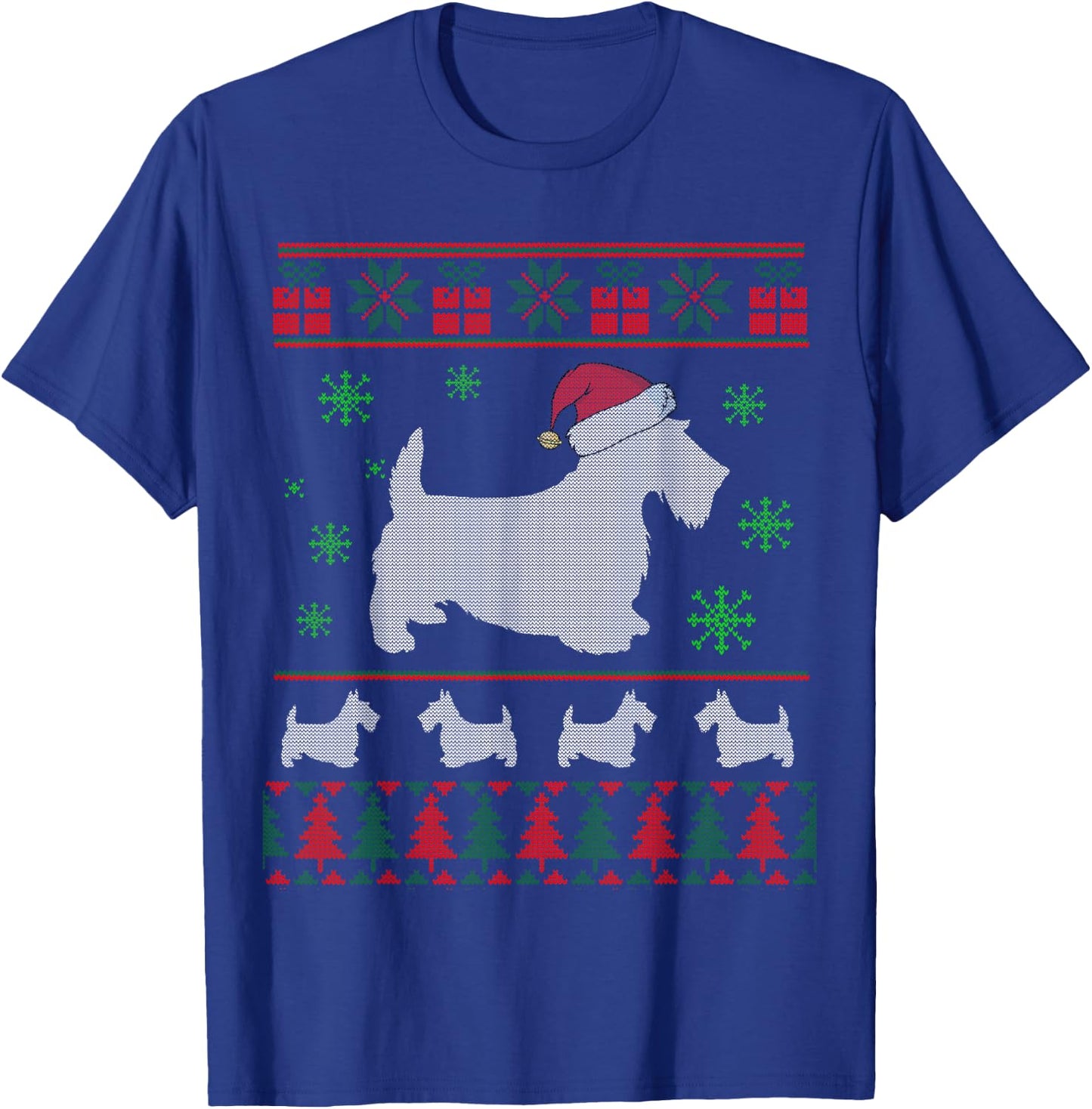 Scottie Dog Ugly Christmas Sweater Gift Dog Lovers T-Shirt - T-Shirt | Royal