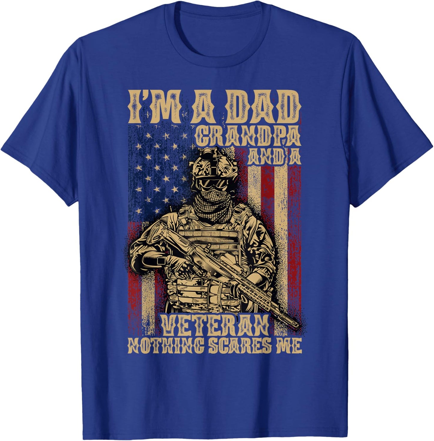 4th of July | USA Flag | I'm a Dad Grandpa and a Veteran T-Shirt - T-Shirt | Royal