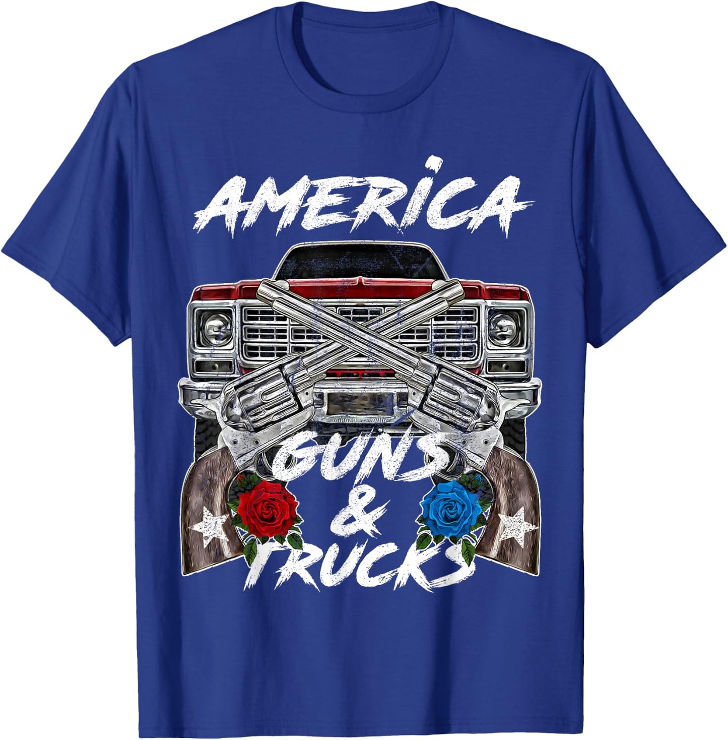 America Guns Trucks Patriot Squarebody Square Body Truck USA T-Shirt - T-Shirt | Royal