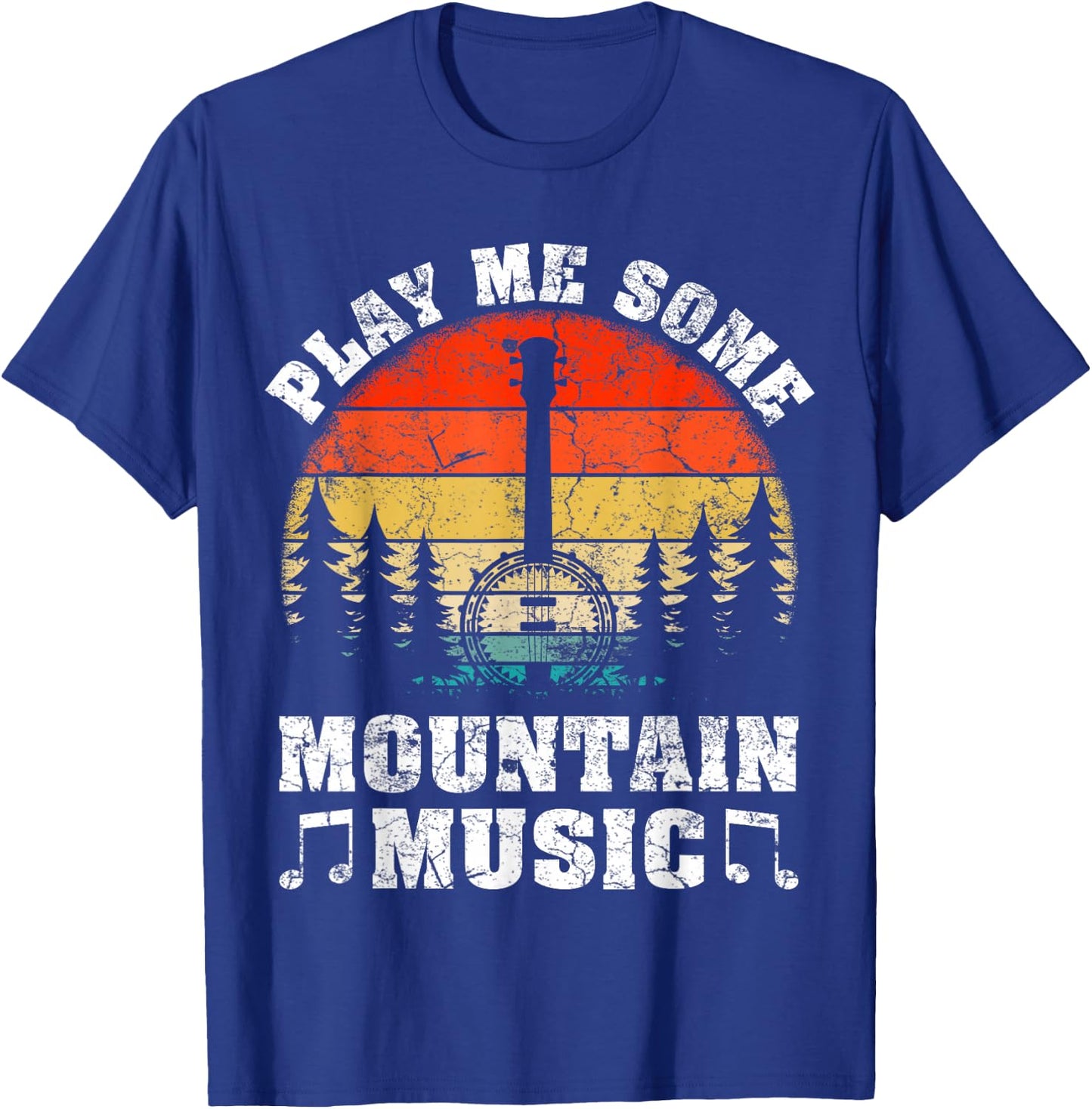 Vintage Play Me Some Mountain Music Mandolin T-Shirt - T-Shirt | Royal