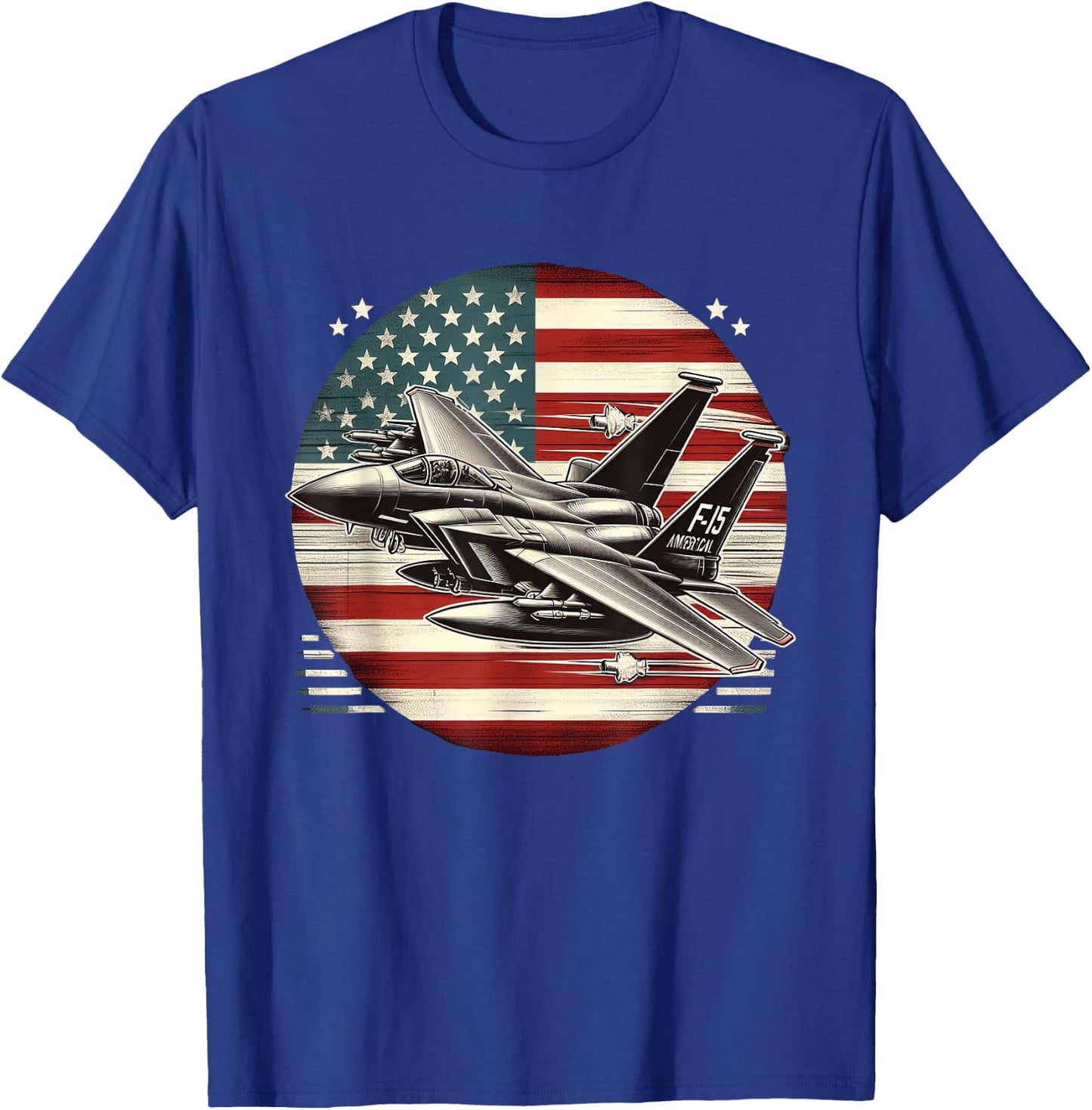 F15 Fighter Jet US Flag T-Shirt - T-Shirt | Royal