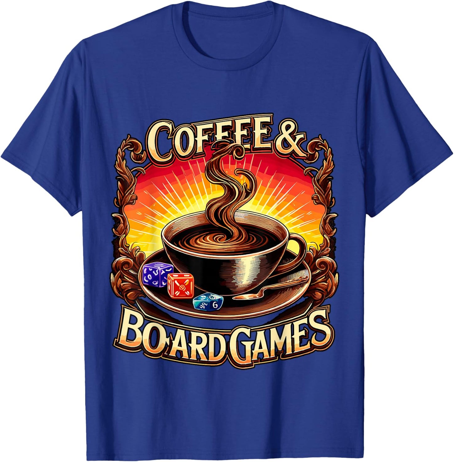 Coffee and Board Games Board Game Night T-Shirt - T-Shirt | Royal