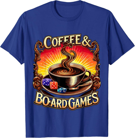 Coffee and Board Games Board Game Night T-Shirt - T-Shirt | Royal