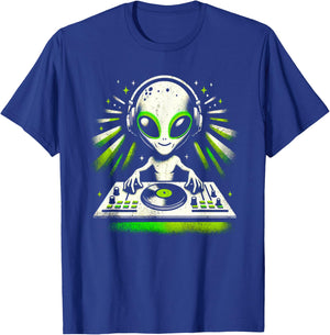 Alien DJ Music Mixer Fun Extraterrestrial Music Lover Shirt T-Shirt - T-Shirt | Royal