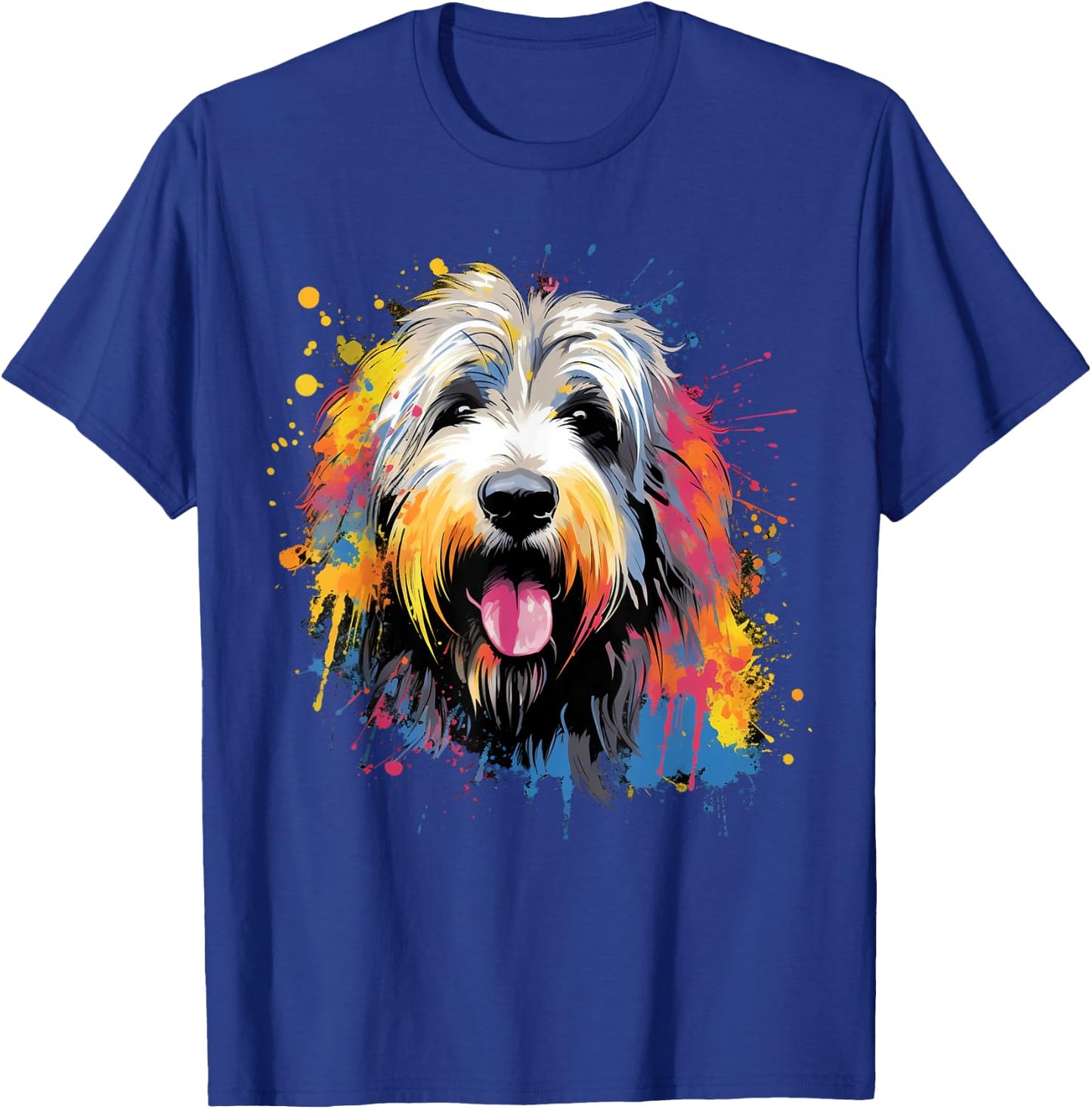 Cute Old English Sheepdog on painted Old English Sheepdog Men Women Kids T-Shirt - T-Shirt | Royal