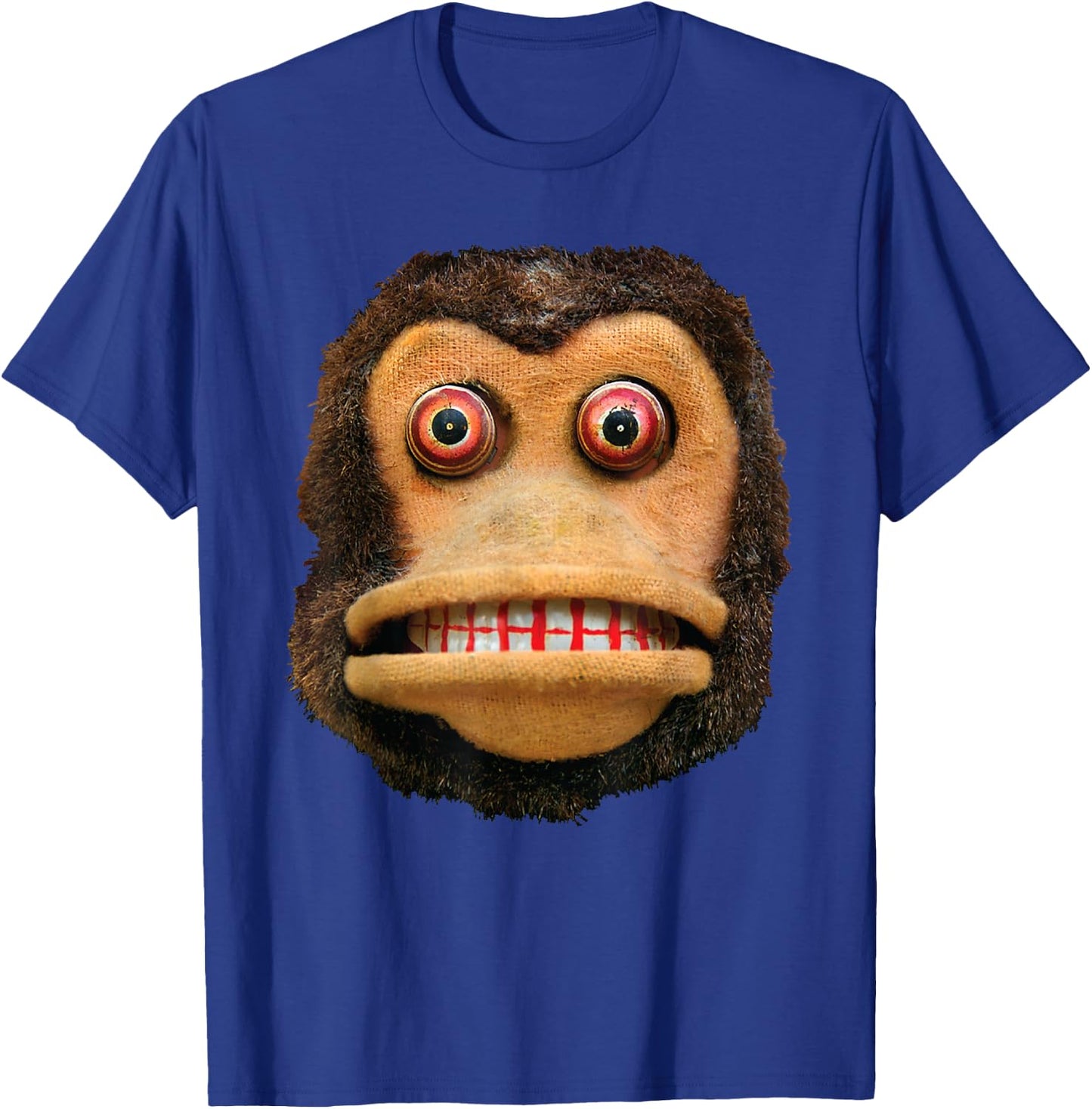 Big Buggy Eyed Monkey Face Cymbal Playing Toy Animal T-Shirt - T-Shirt | Royal