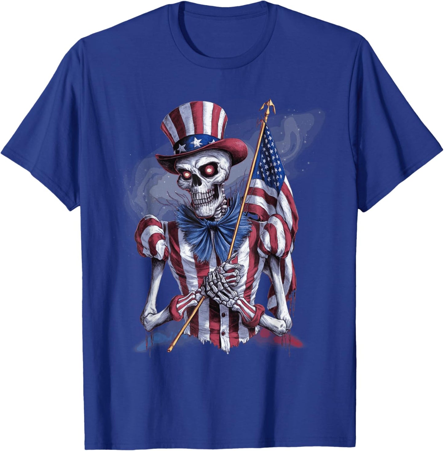 USA Patriotic Scary Skeleton Halloween 4th of July Flag T-Shirt - T-Shirt | Royal