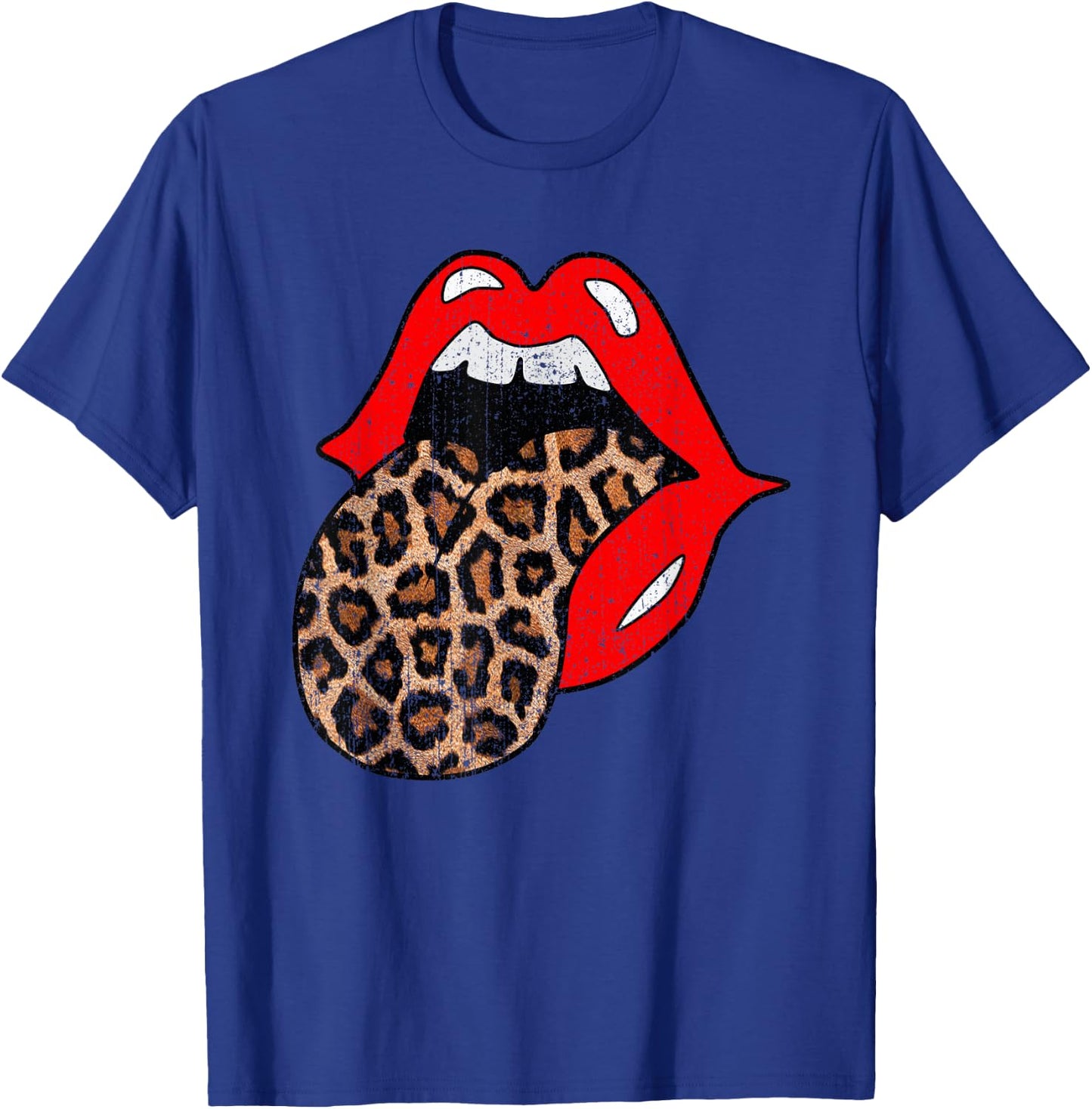 Red Lips Leopard Tongue Shirt Vintage Trendy Animal Print T-Shirt - T-Shirt | Royal