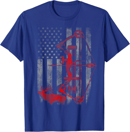 Bow Deer hunting flag Archery T-Shirt - T-Shirt | Royal