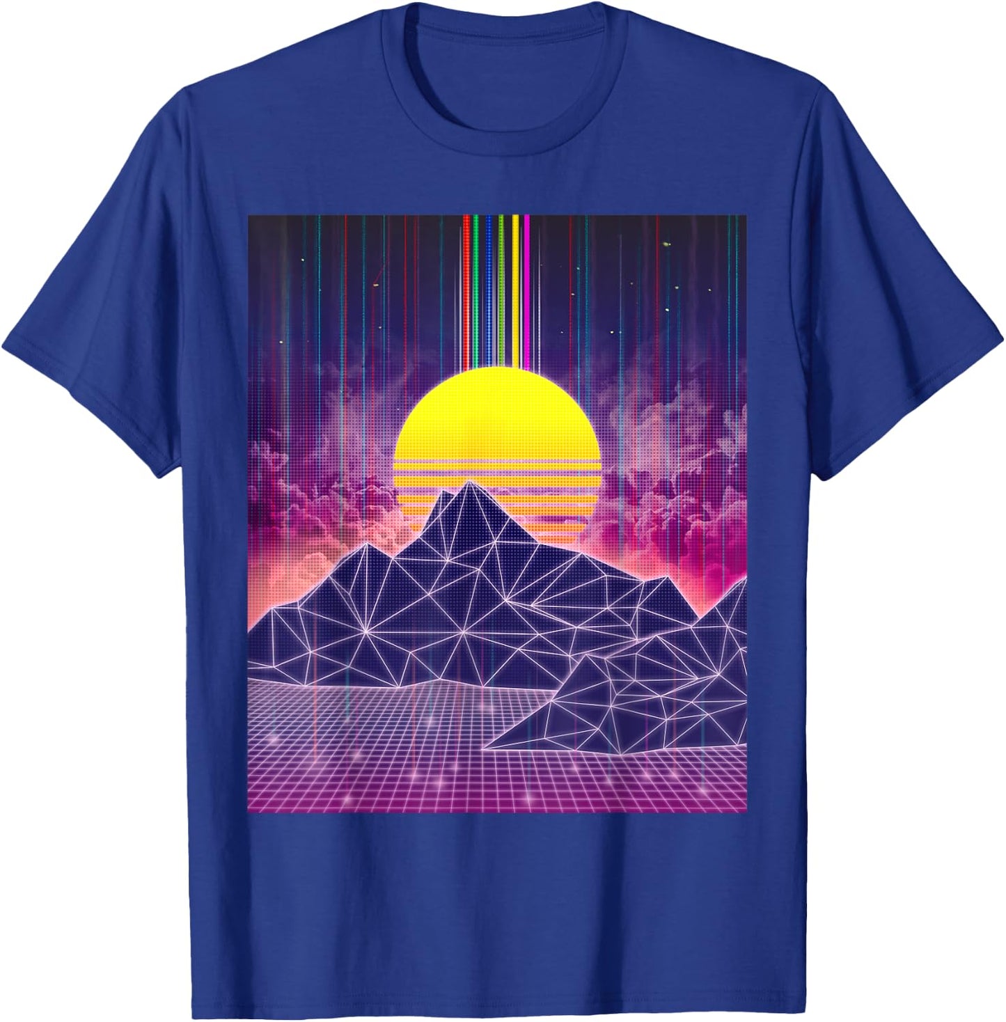 Retro Digital Sunset 1980s Vaporwave Aesthetic Art T-Shirt - T-Shirt | Royal