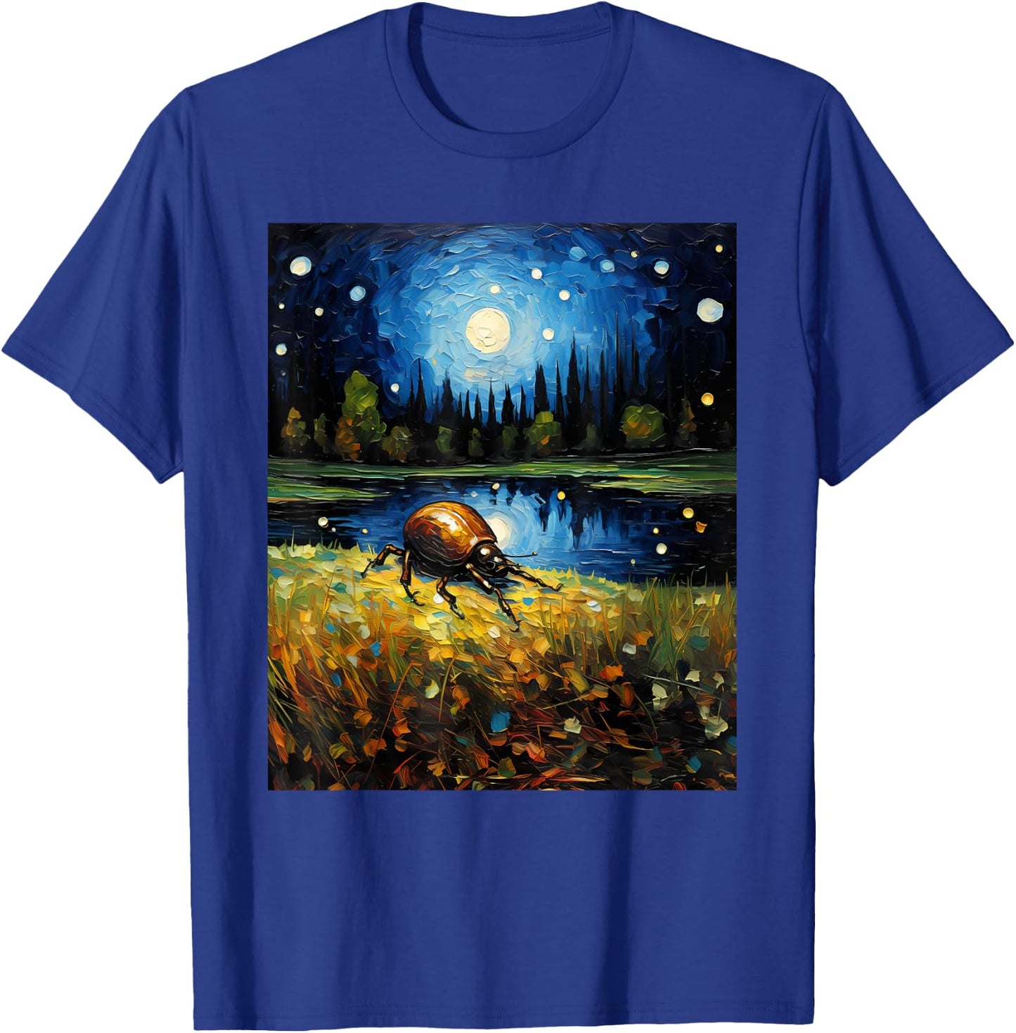 Surrealism Starry Night Dung Beetle Bug Lovers T-Shirt - T-Shirt | Royal