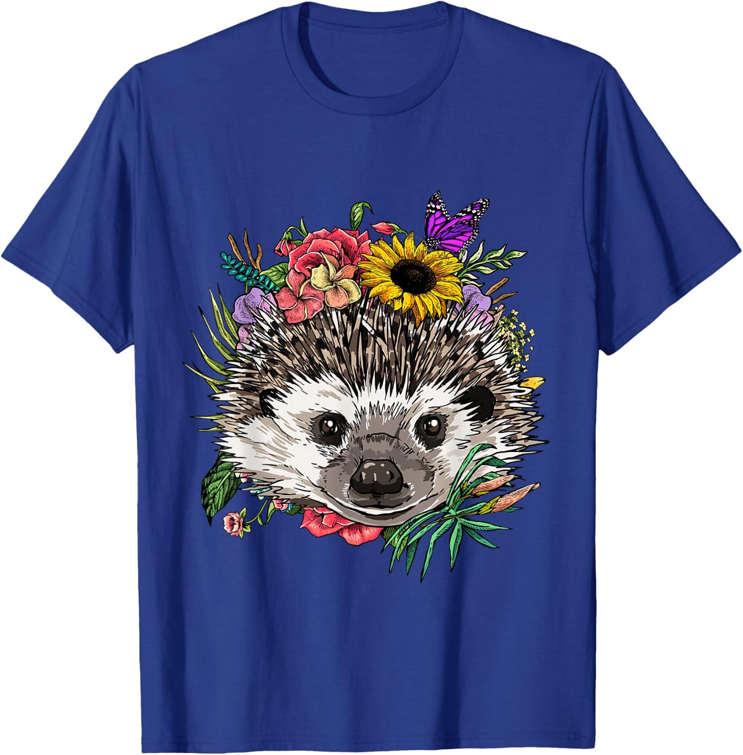 Hedgehog Shirt Floral Hedgehog Animal Face Hedgehog Lovers T-Shirt - T-Shirt | Royal