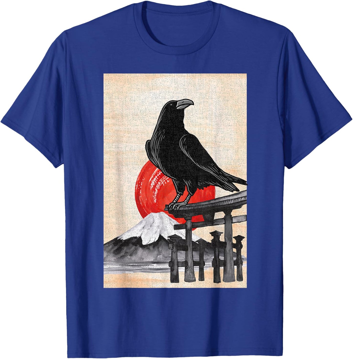 Japanese Style Red Moon Raven Graphic Black Crow Occult Goth T-Shirt - T-Shirt | Royal
