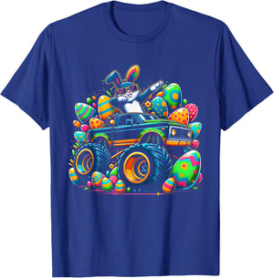 Dabbing Bunny Rabbit Monster Truck Easter Egg Boys Dab Dance T-Shirt - T-Shirt | Royal