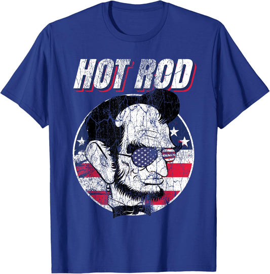 Hot Rod Abraham Lincoln Presidents Funny Muscle Car Vintage T-Shirt - T-Shirt | Royal