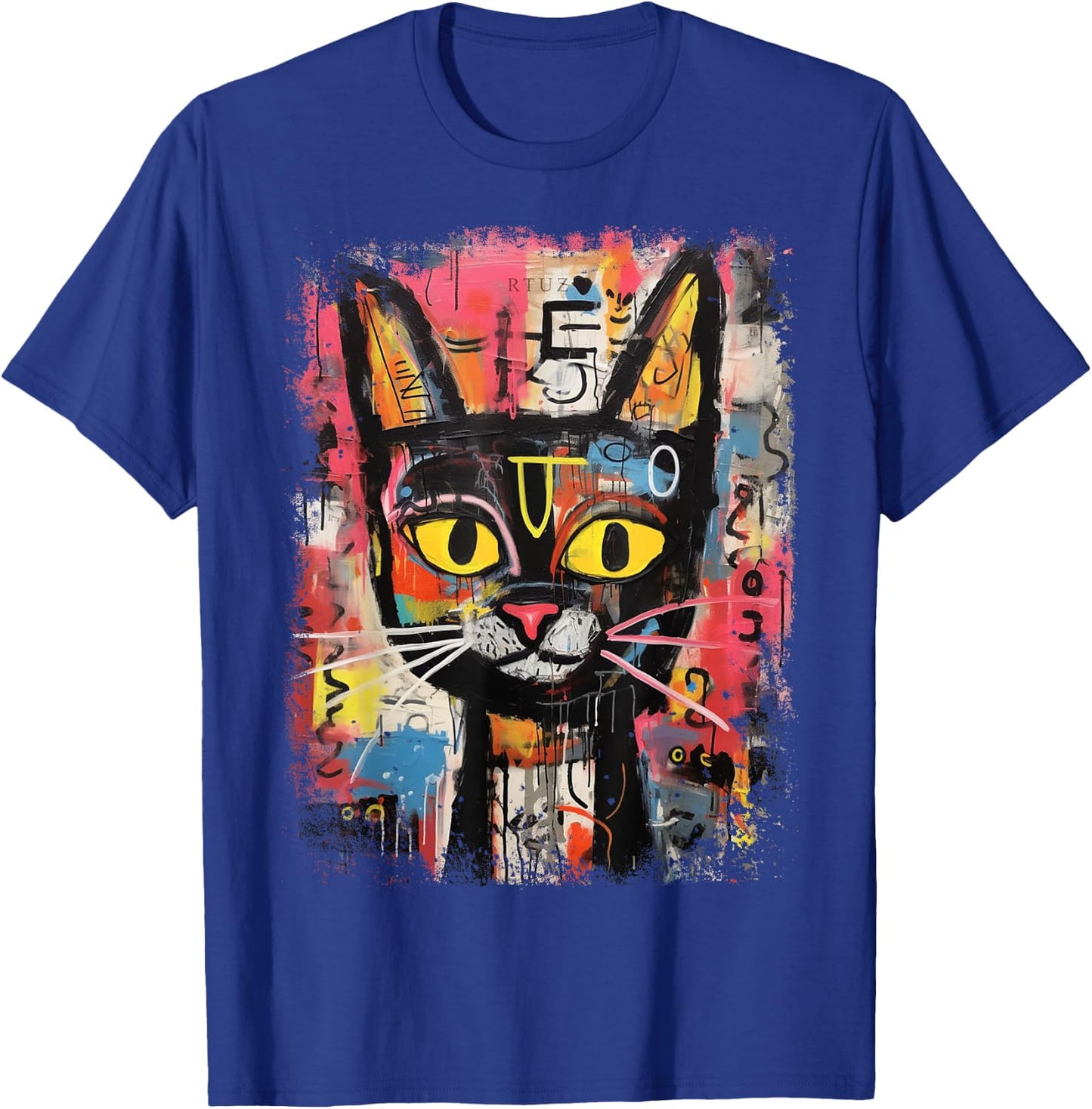 Y2K Streetwear Hip Hop Abstract Cat Pop Art Graffiti Cat T-Shirt - T-Shirt | Royal