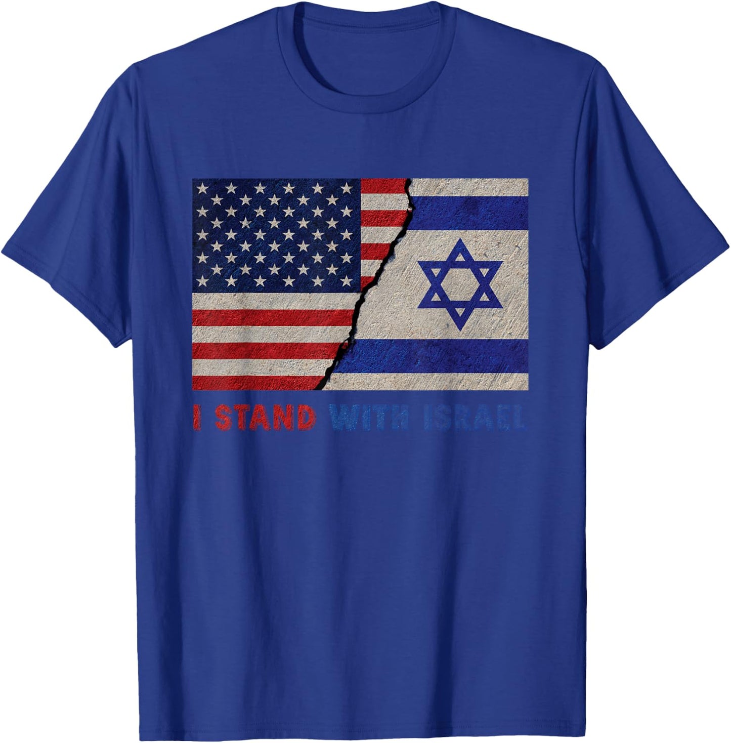 I Stand with Israel Patriotic USA and Israel Flag T-Shirt - T-Shirt | Royal