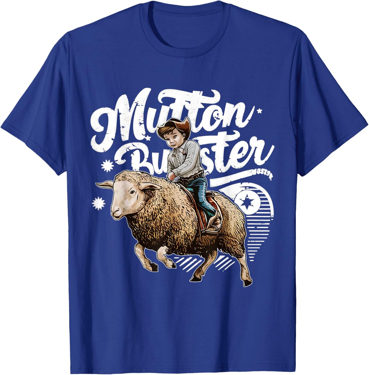 Mutton Buster Mutton Busting Sheep Riding Texas Rodeo Kids T-Shirt - T-Shirt | Royal