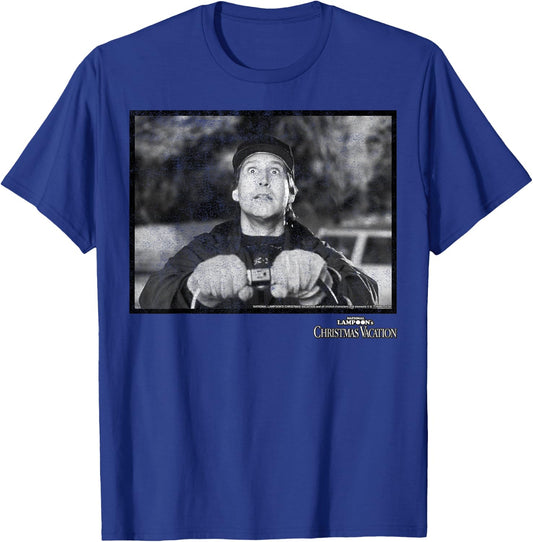 National Lampoon's Christmas Vacation Clark Black & White,Short Sleeve T-Shirt - T-Shirt | Royal