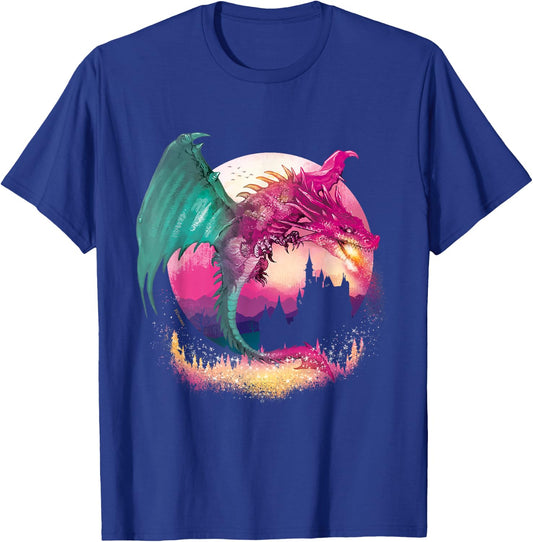 Fire Dragon With Fantasy Background Kids and Teens T-Shirt - T-Shirt | Royal