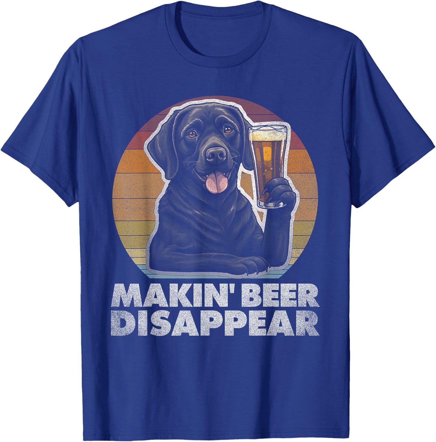 Labrador Retriever Dog Vintage Funny Beer Drinking Retro Men Women T-Shirt - T-Shirt | Royal