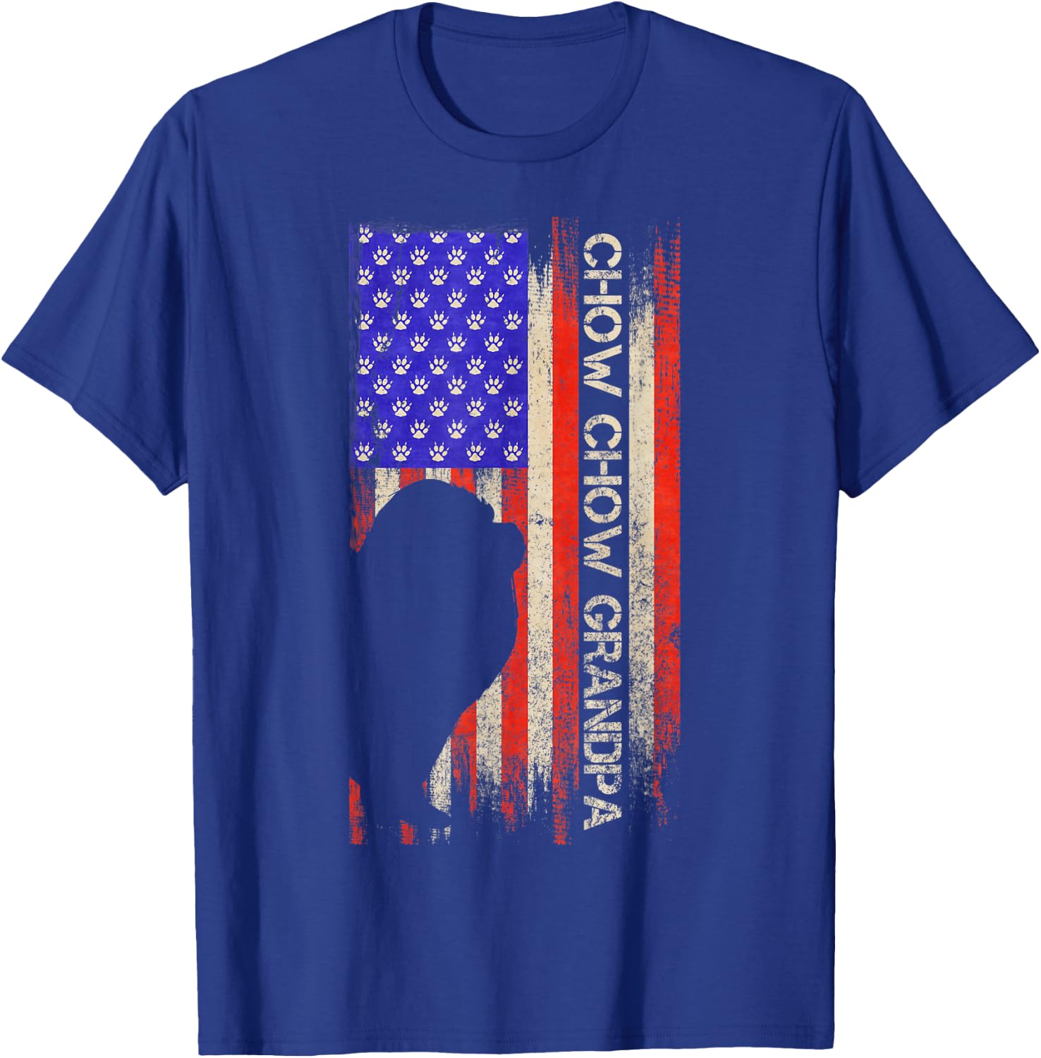 Vintage USA American Flag Proud Chow Chow Grandpa Silhouette Kids Men T-Shirt - T-Shirt | Royal