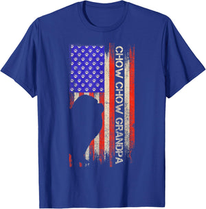 Vintage USA American Flag Proud Chow Chow Grandpa Silhouette Kids Men T-Shirt - T-Shirt | Royal