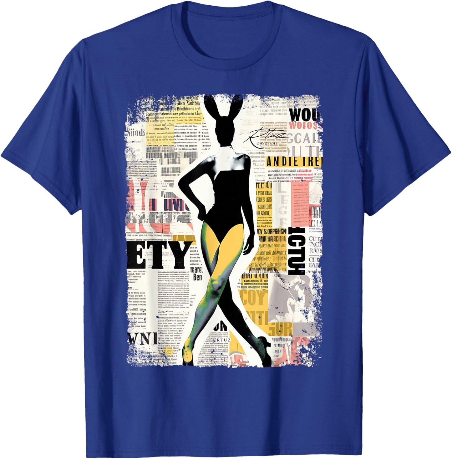 Magazin Cover Vintage Girl Bunny Collage Sexy Model Pin-up T-Shirt - T-Shirt | Royal