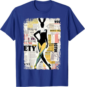 Magazin Cover Vintage Girl Bunny Collage Sexy Model Pin-up T-Shirt - T-Shirt | Royal
