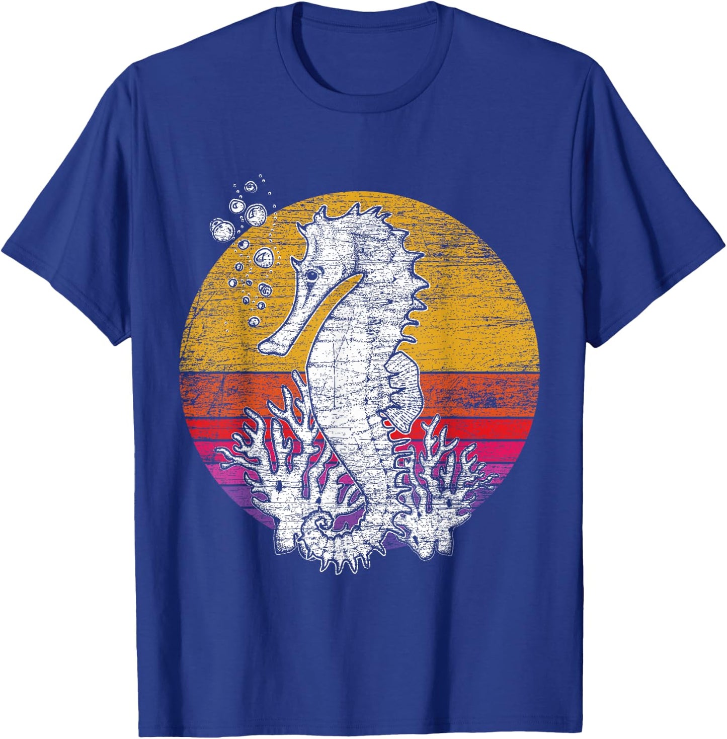 Ocean Retro Animal Seahorse T-Shirt - T-Shirt | Royal