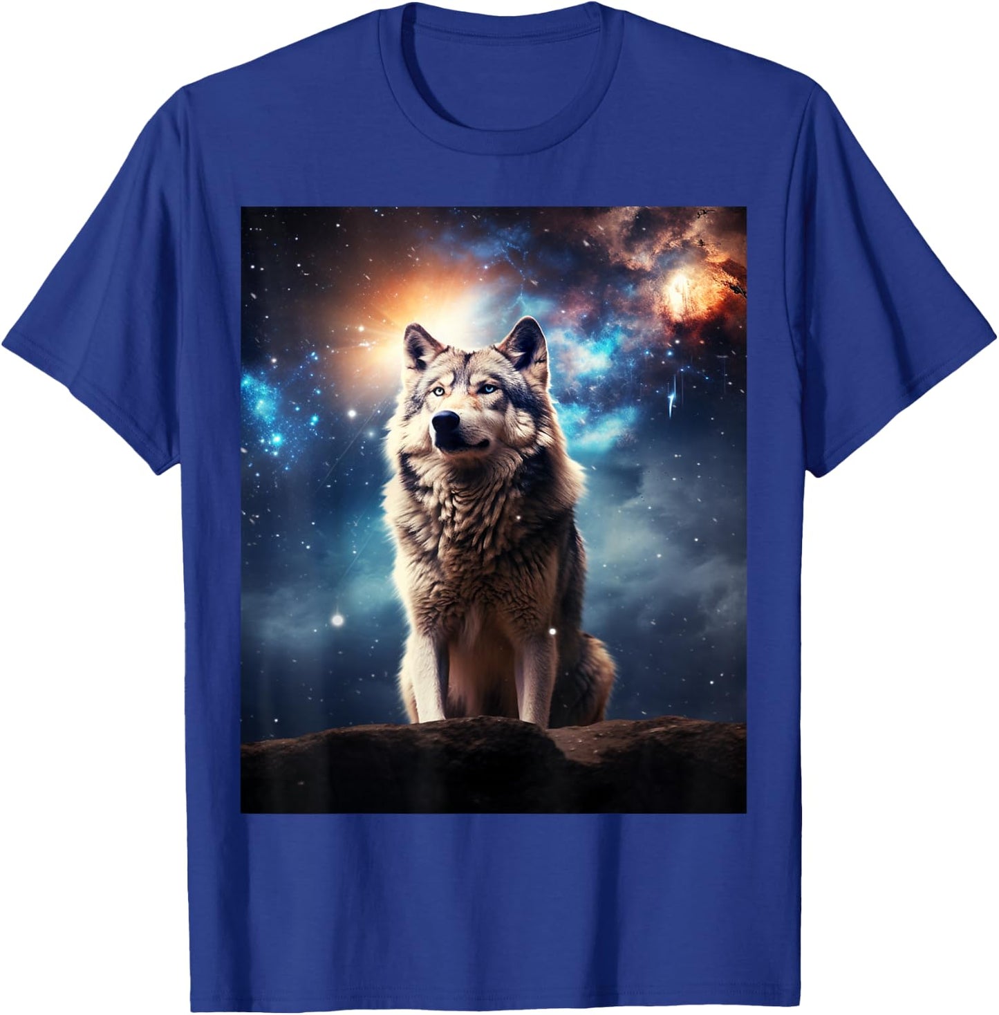 Cool Wolf Cosmic Galaxy Graphic Art Novelty Stuff T-Shirt - T-Shirt | Royal