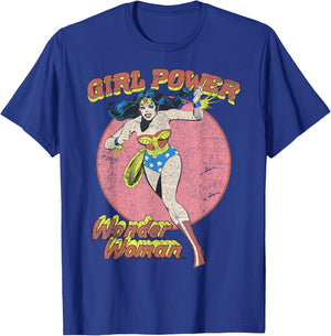 DC Comics Wonder Woman Running Girl Power Text Poster T-Shirt - T-Shirt | Royal
