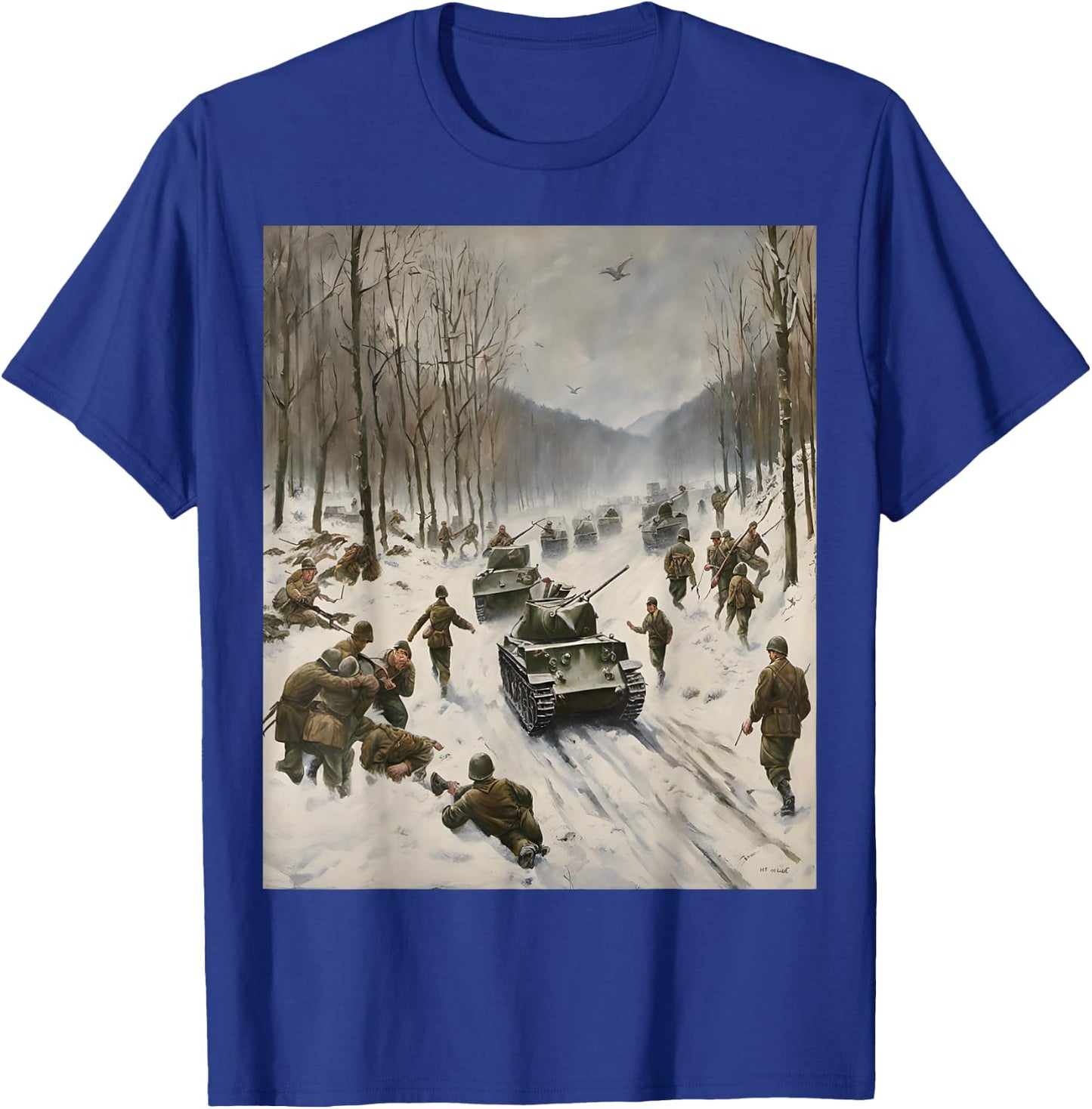 Battle Of The Bulge Winter Warfare Art T-Shirt - T-Shirt | Royal