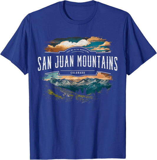 San Juan Mountains Colorado Hiking Outdoors Vintage T-Shirt - T-Shirt | Royal