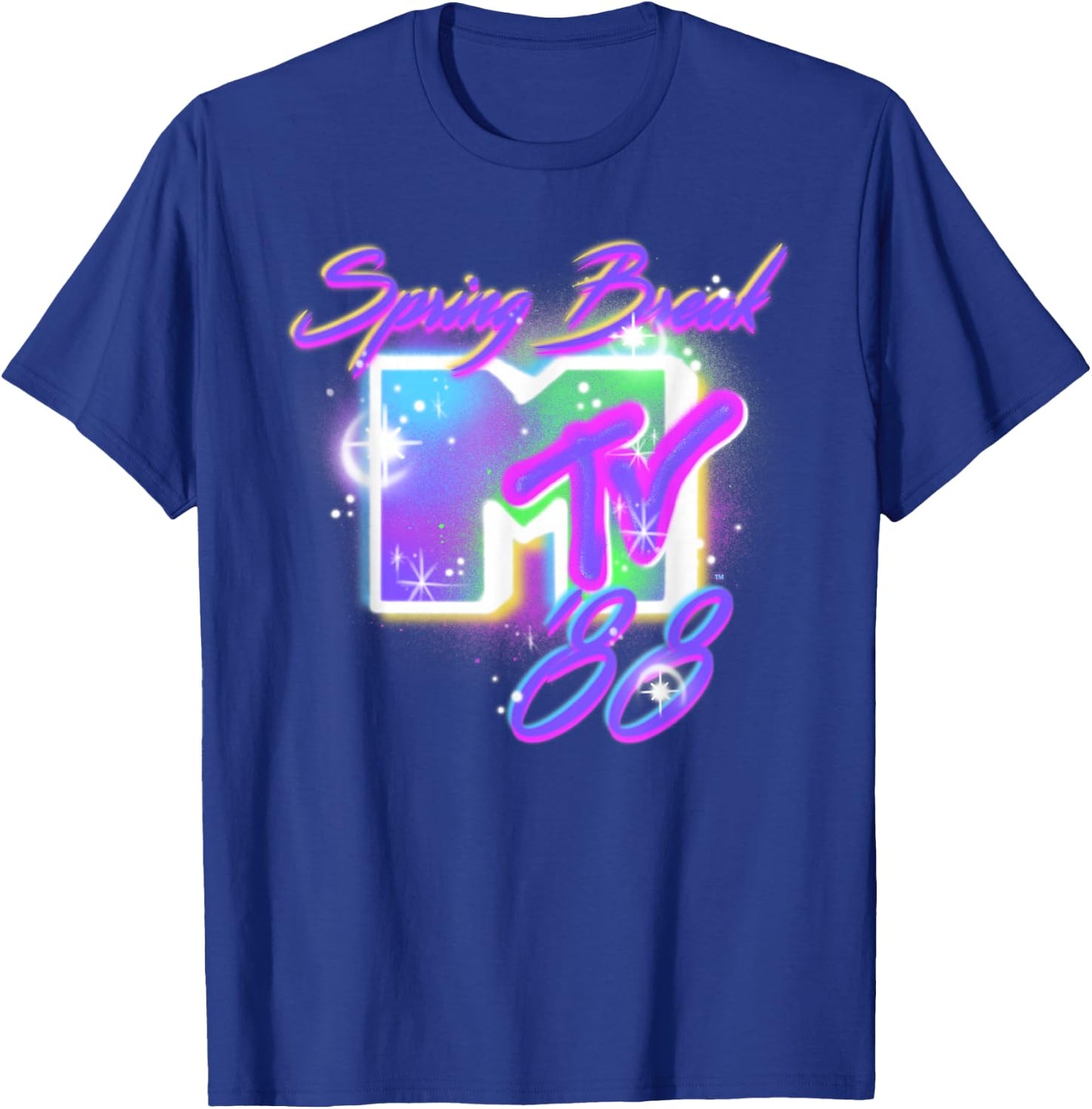 MTV Spring Break '88 Airbrushed Text T-Shirt - T-Shirt | Royal